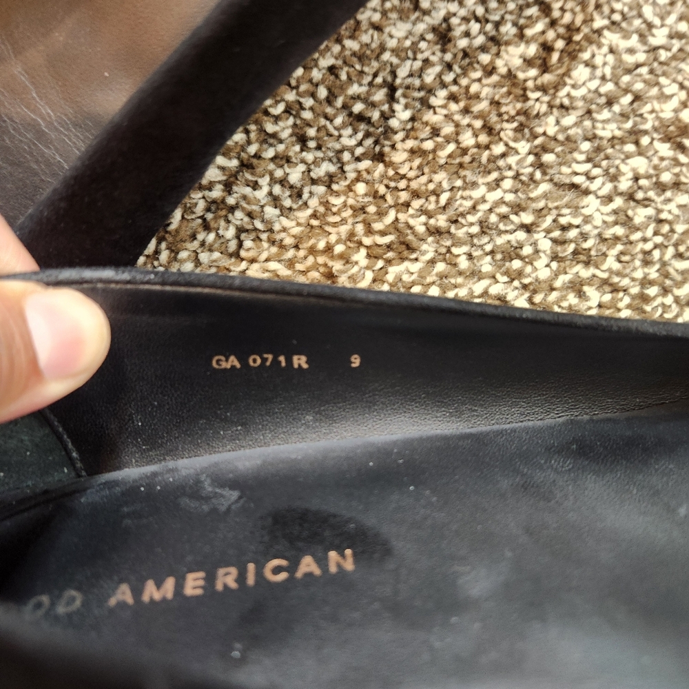 Good American Black Suede Pointed Toe Flat Shoes Size 9 - Picture 8 of 8